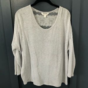 Grey Sweater w/ Sheer Lace Back